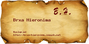 Brxa Hieronima névjegykártya